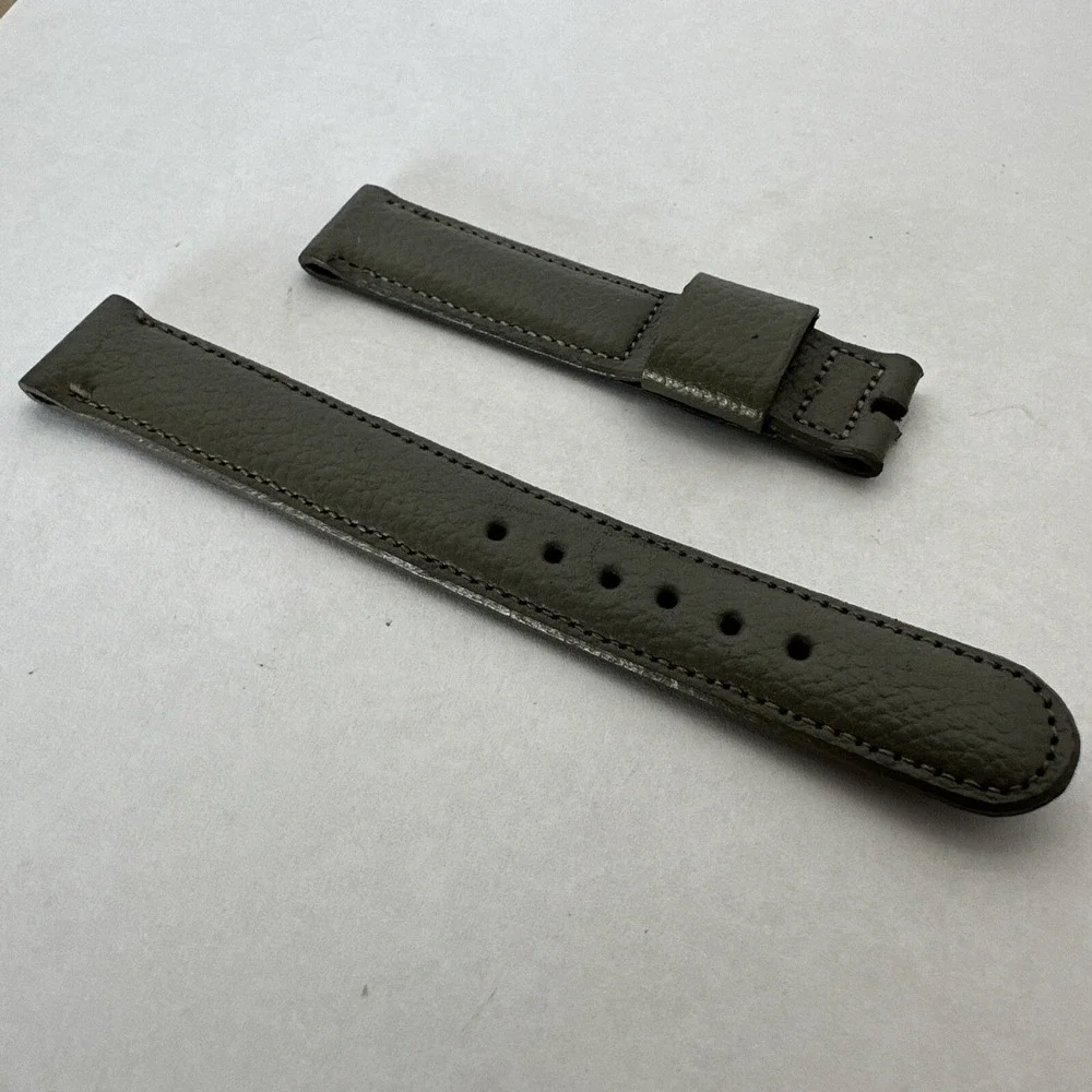 Champion Olive Green Buffalo Calf Leather Watch Strap Band Hand Finished Vintage